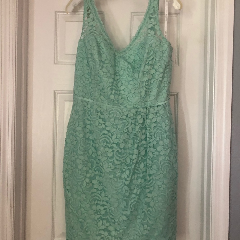 David’s Bridal Lace Short Mint dress